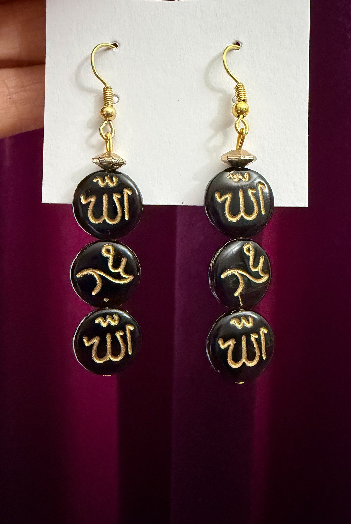 Delicate Arabic Allah Muhammad (S.A.W) Bead Earrings