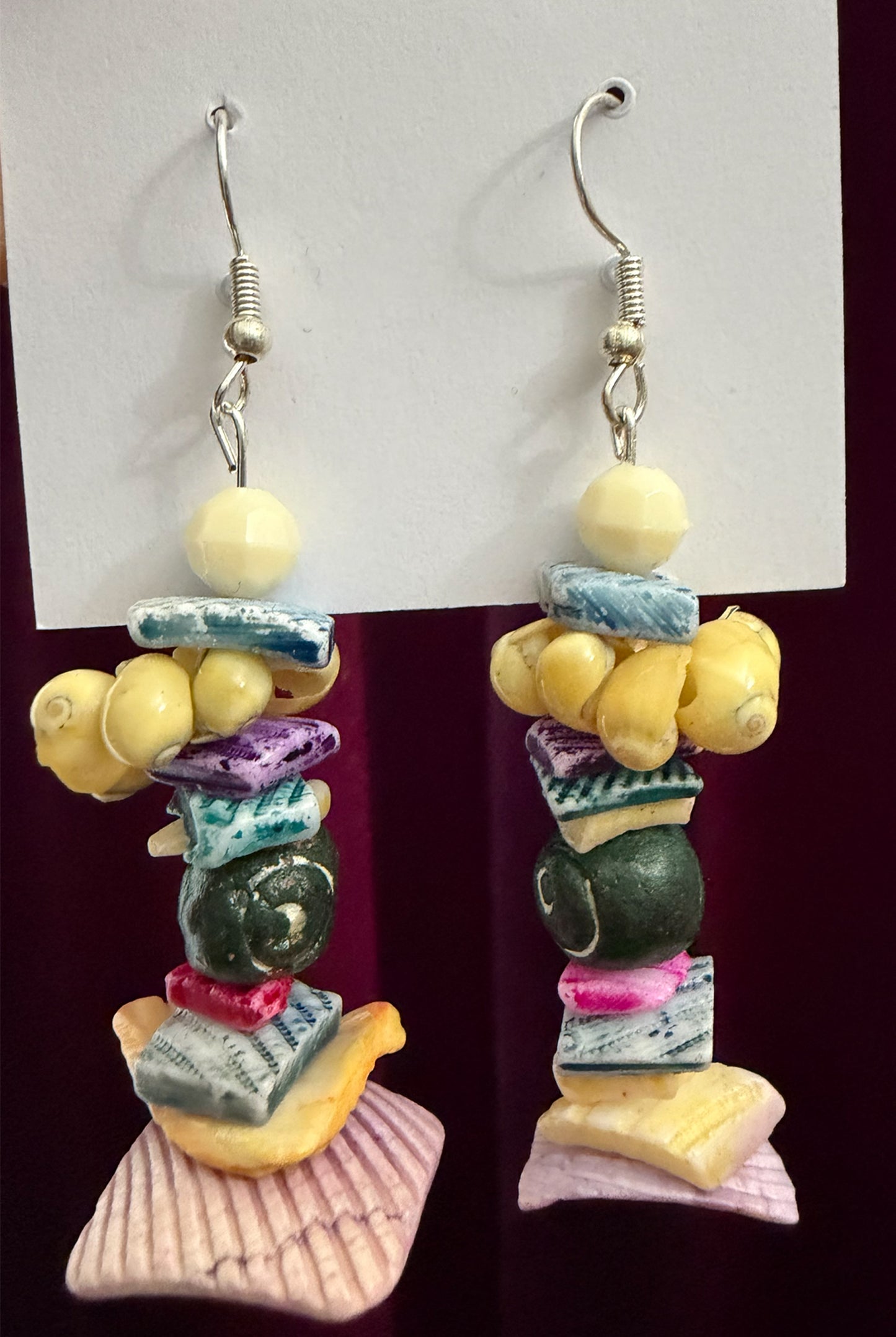 Chromatic Coastline Hand-Assembled Shell Earrings