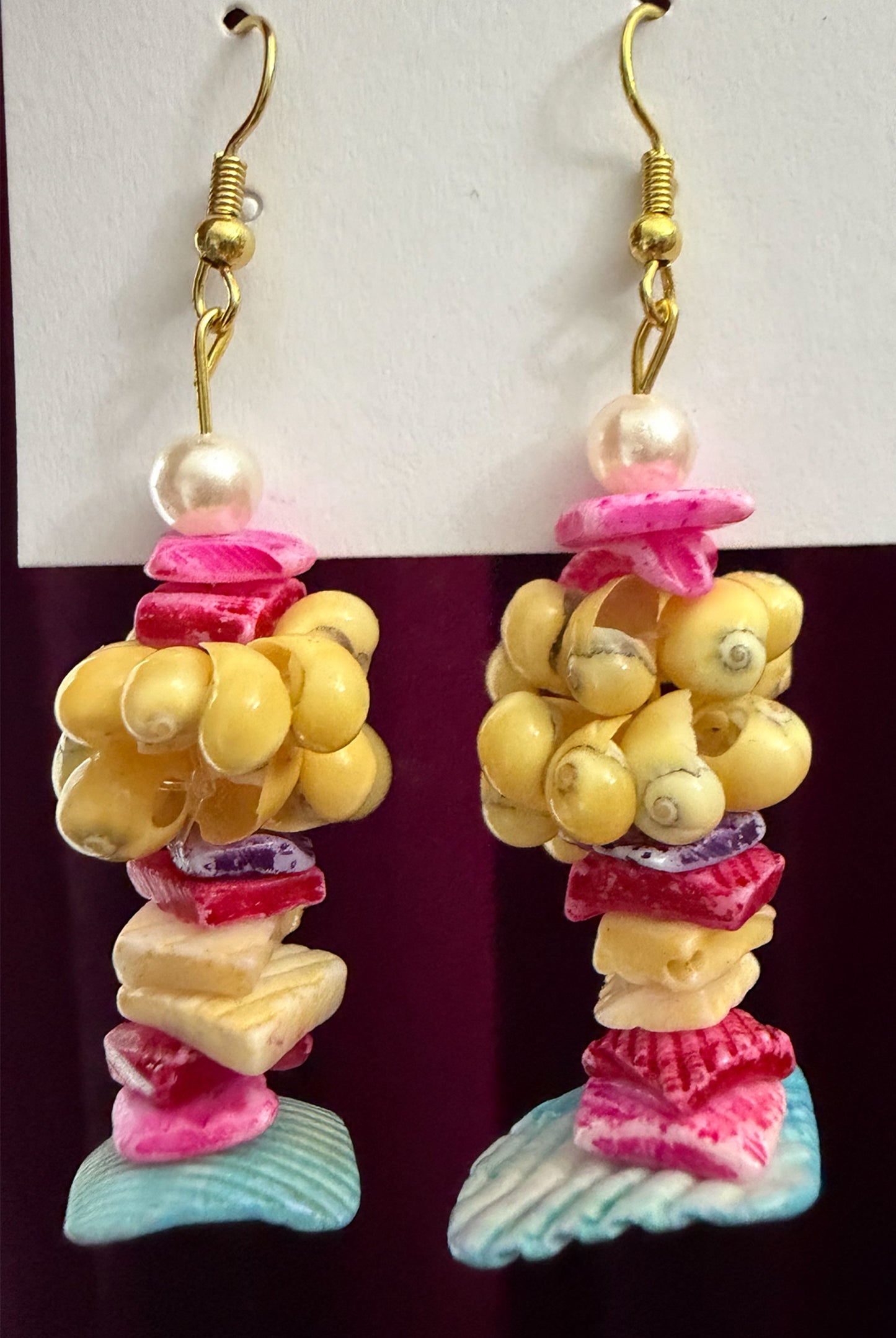 Artisan Beach-Inspired Multi-Layered Shell Drop Earrings