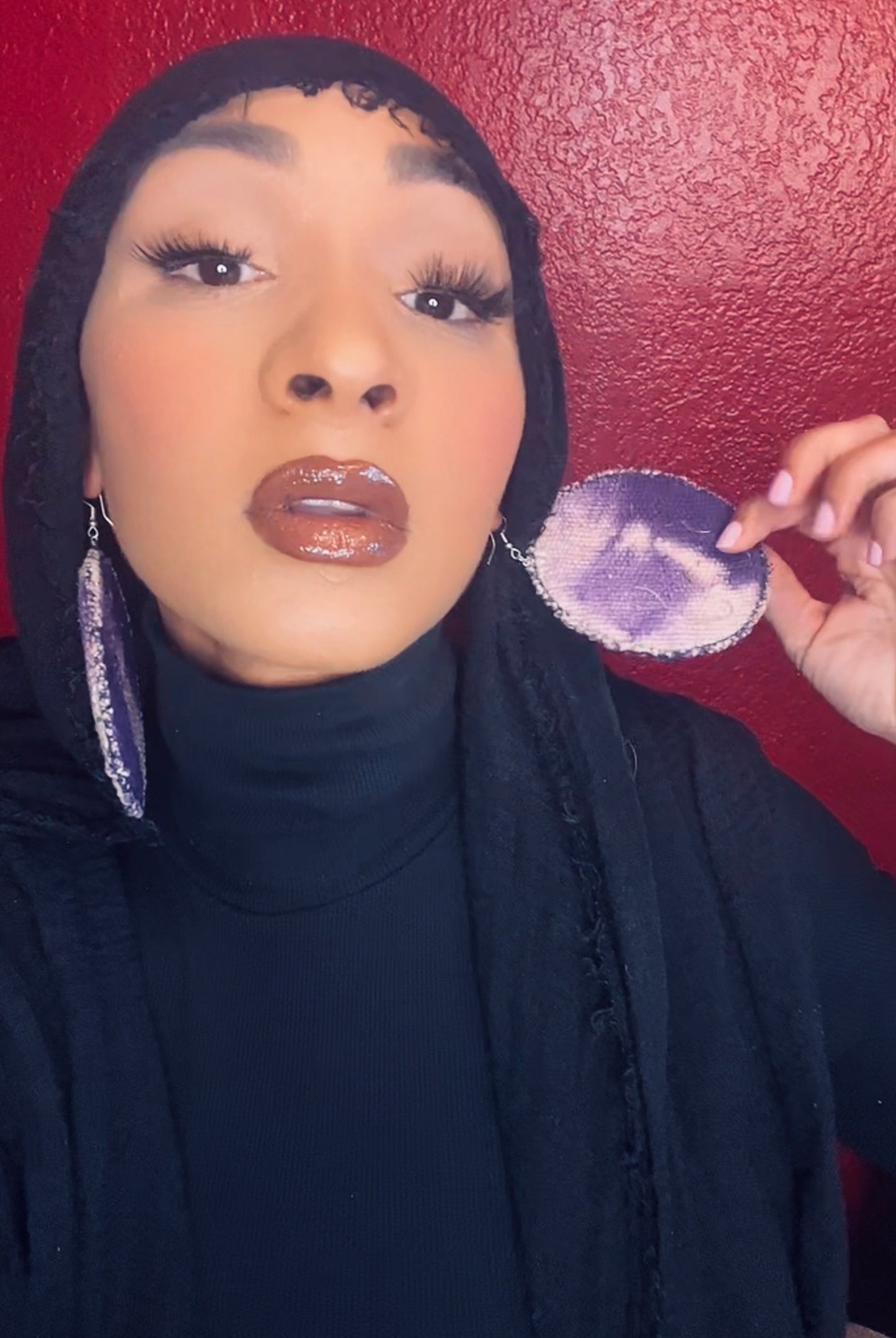Artisanal Purple Woven Circle Earrings
