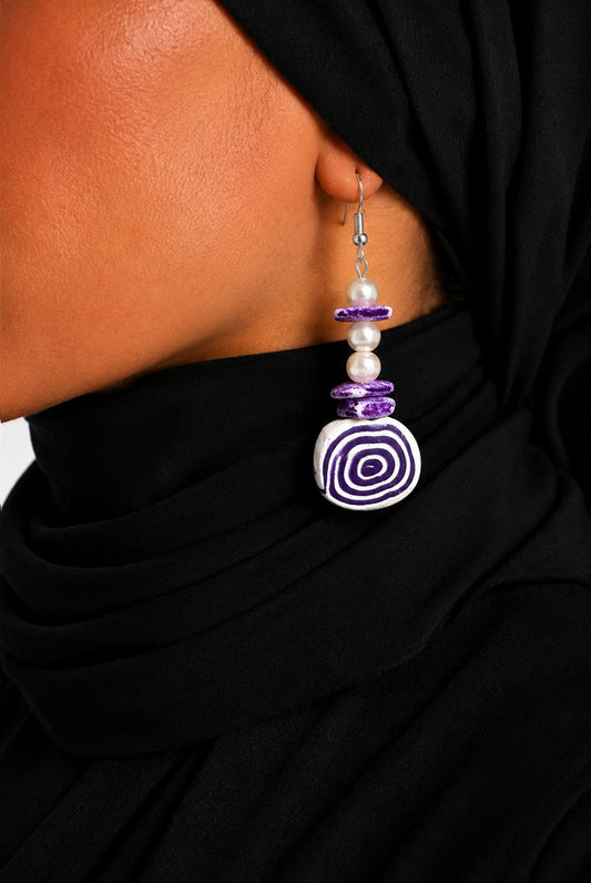 Artisan Geometric Purple Spiral Drop Earrings