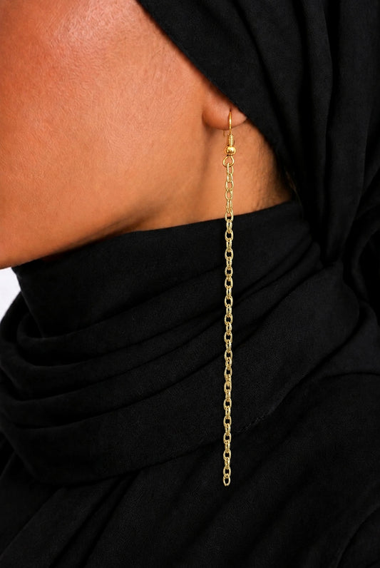 Linear Gold Texture Drop Earrings