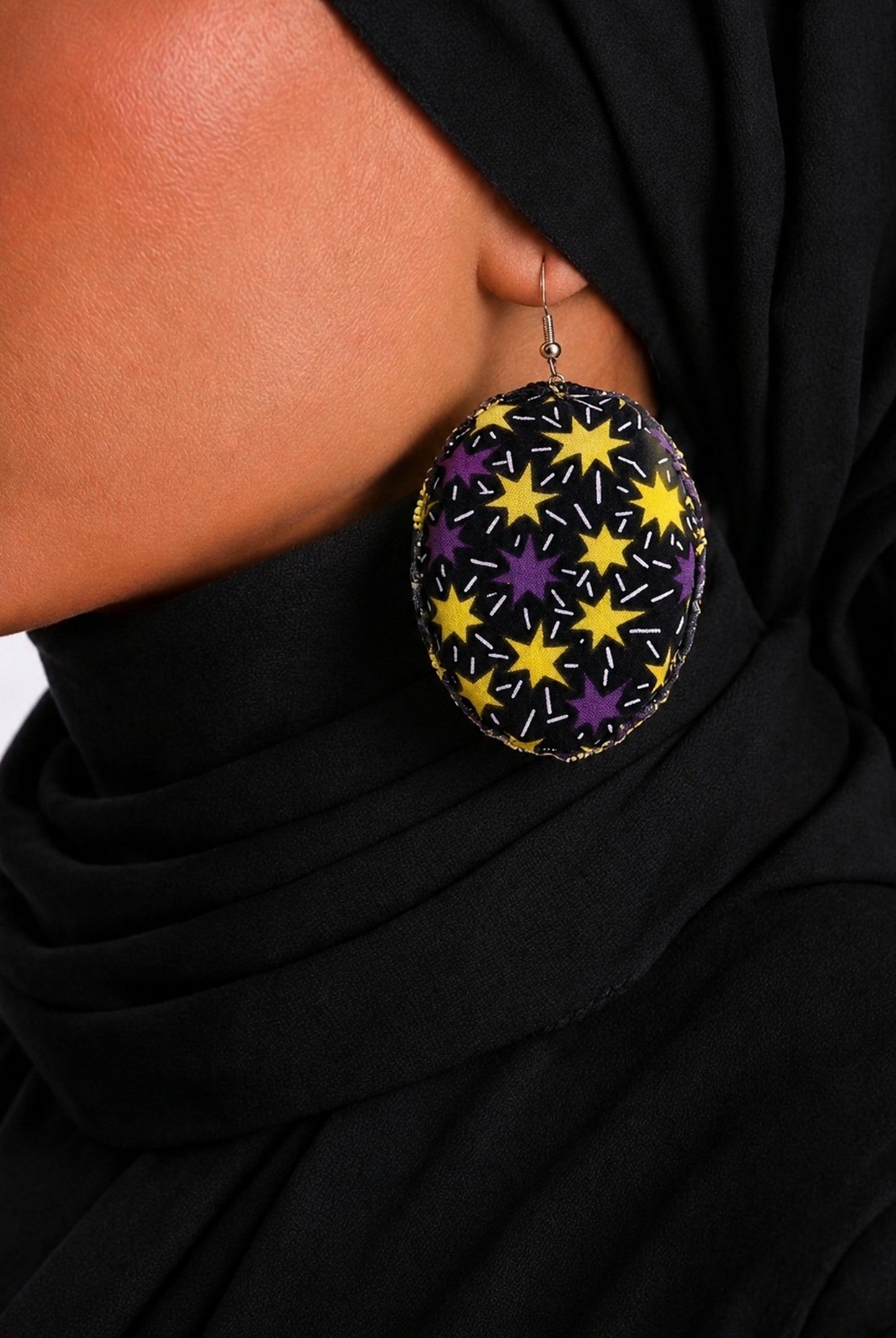 Handmade Ankara Oval Drop Earrings