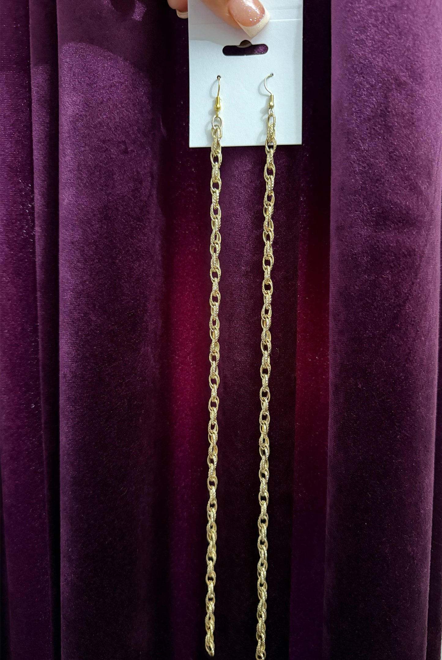 Linear Gold Texture Drop Earrings