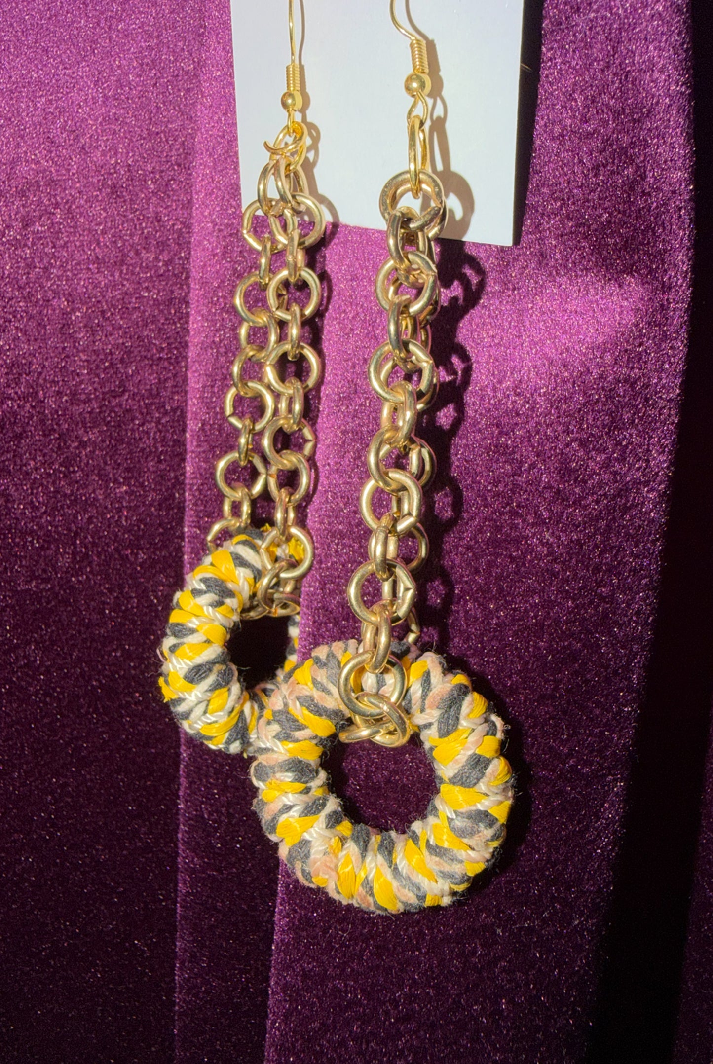 Modern Gold Chain & Woven Hoop Statement Earrings
