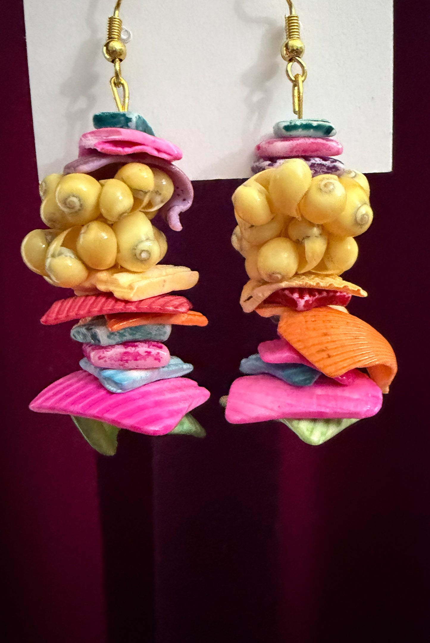 Coastal Brights Layered Shell Statement Earrings