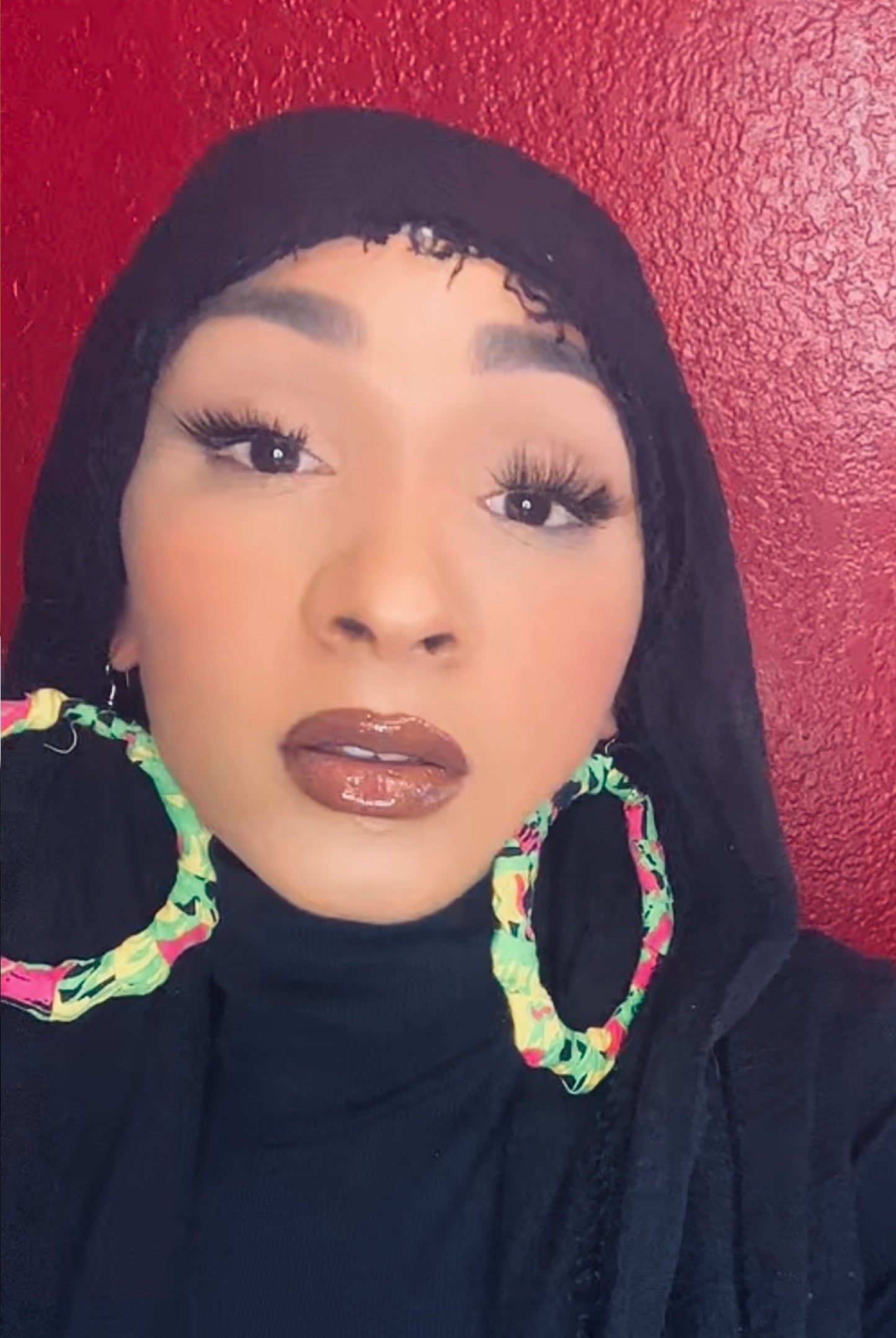 Vibrant Green Fabric Wrapped Hoop Earrings