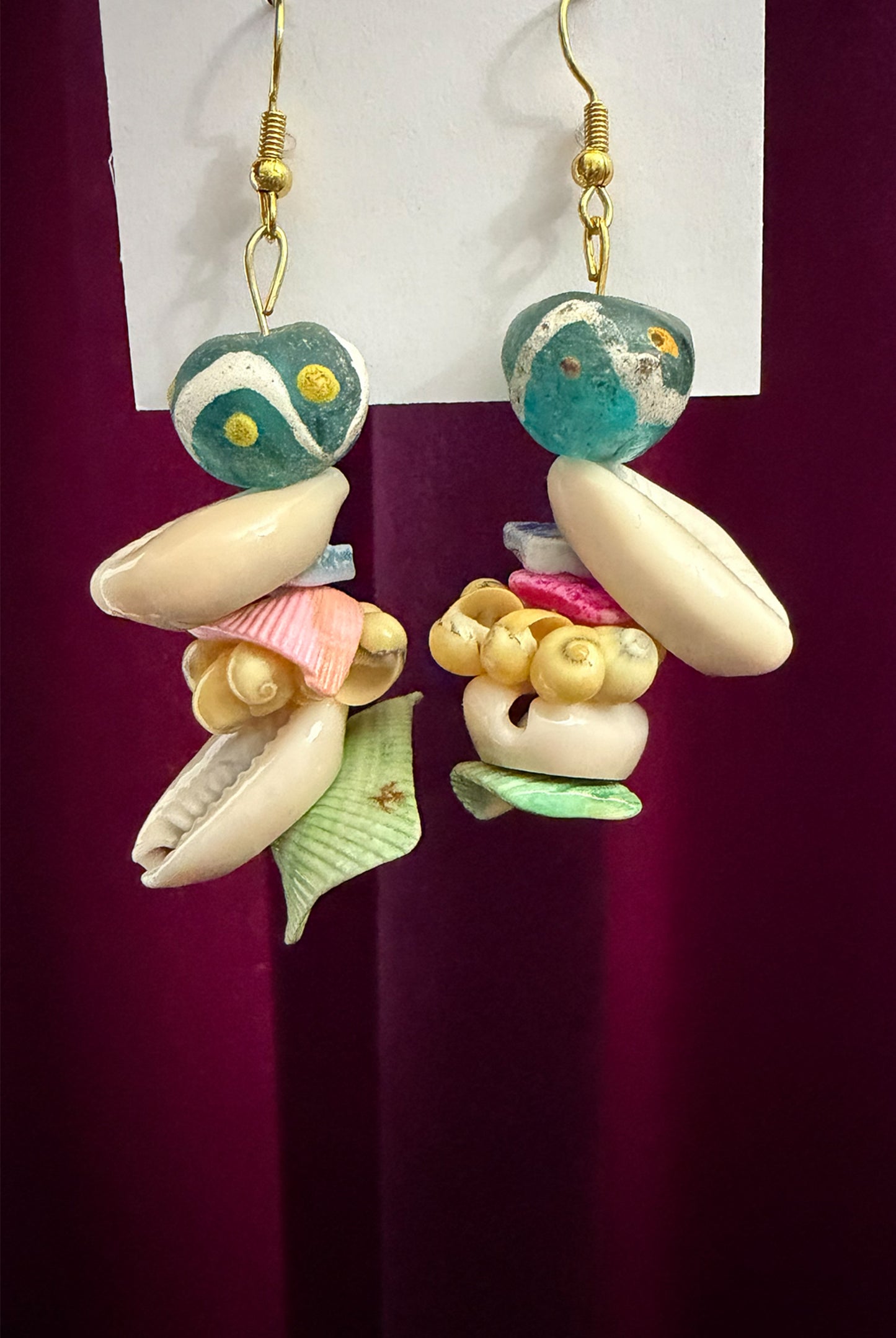 Island Mosaic Handcrafted Shell Statement Drops