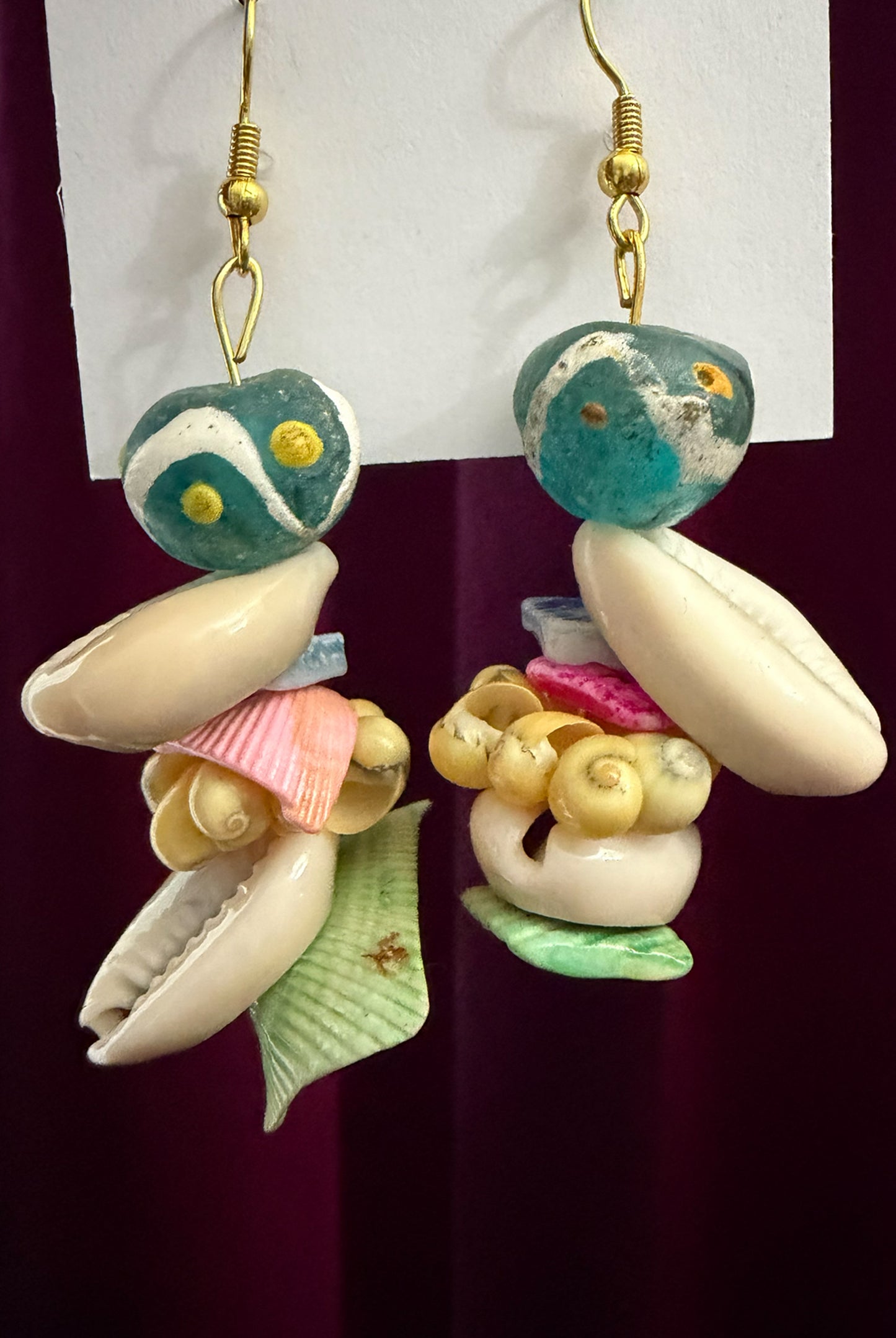 Island Mosaic Handcrafted Shell Statement Drops