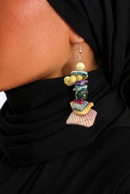 Chromatic Coastline Hand-Assembled Shell Earrings