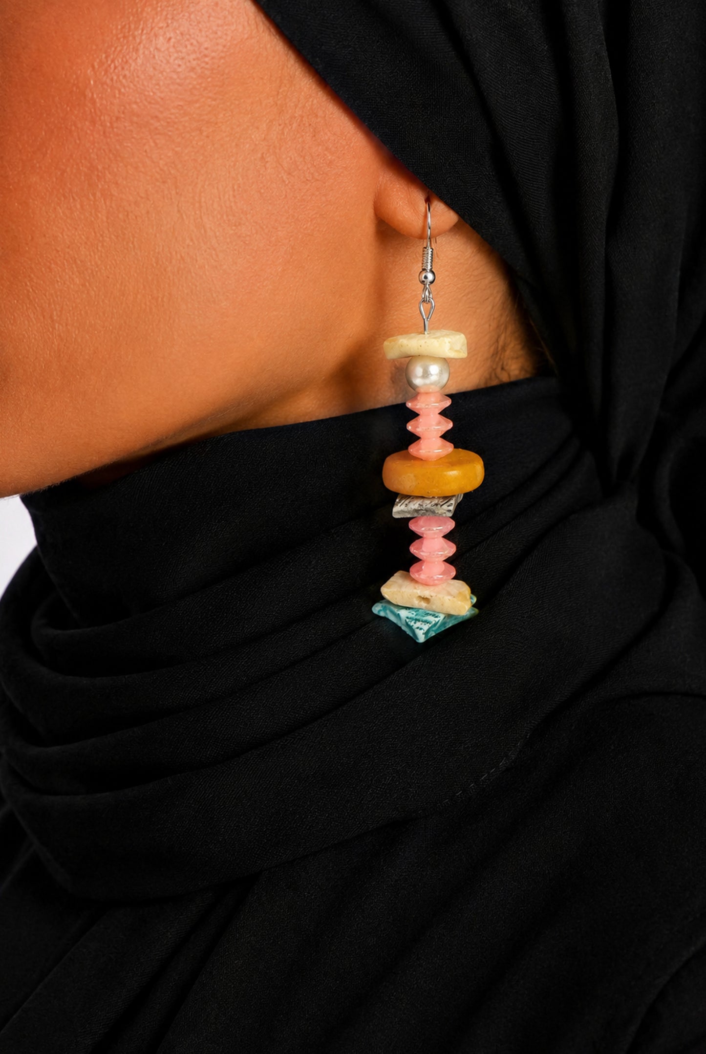 Bohemian Luxe Sculptural Mixed Media Statement Earrings