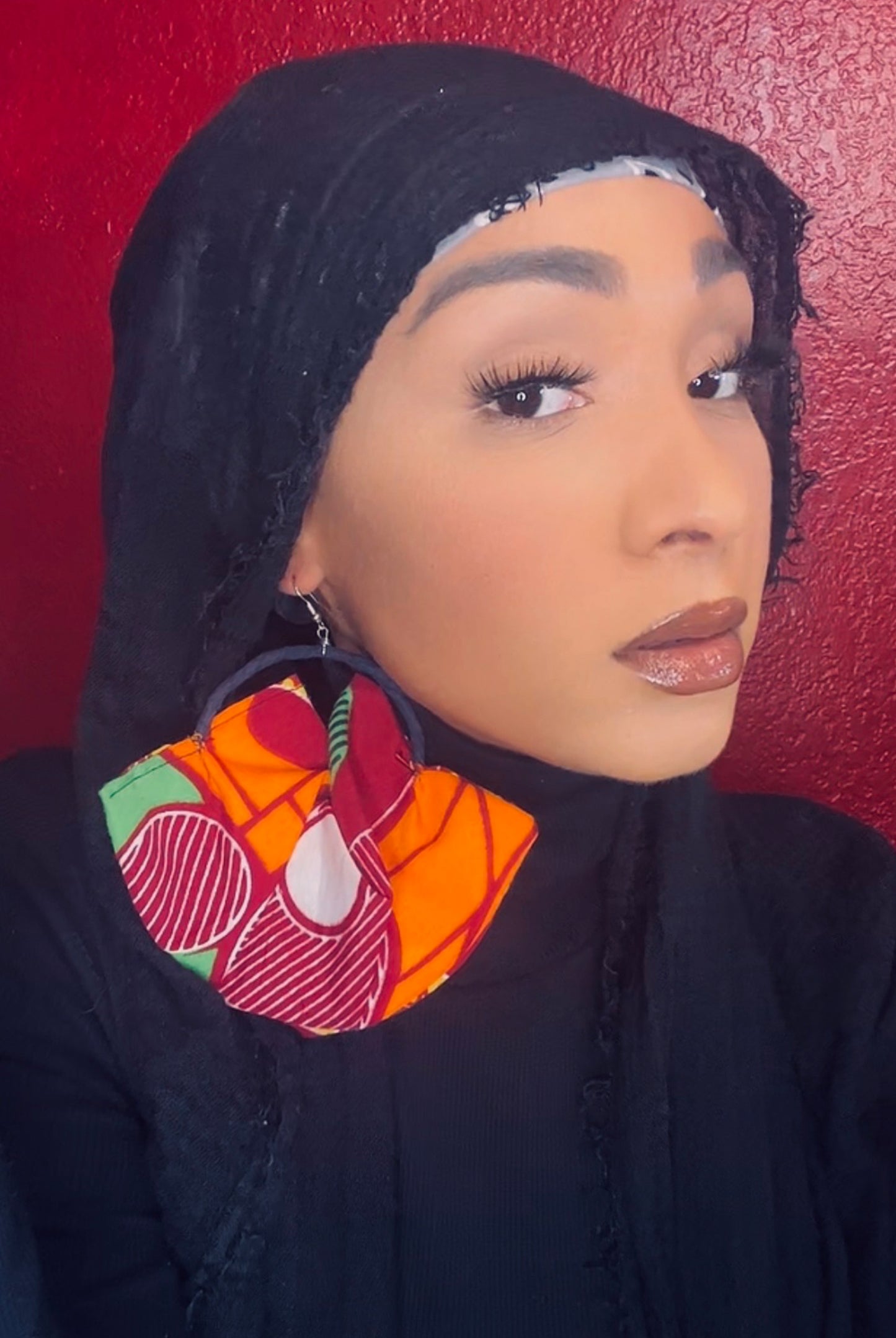 Handmade African Print Fan Earrings