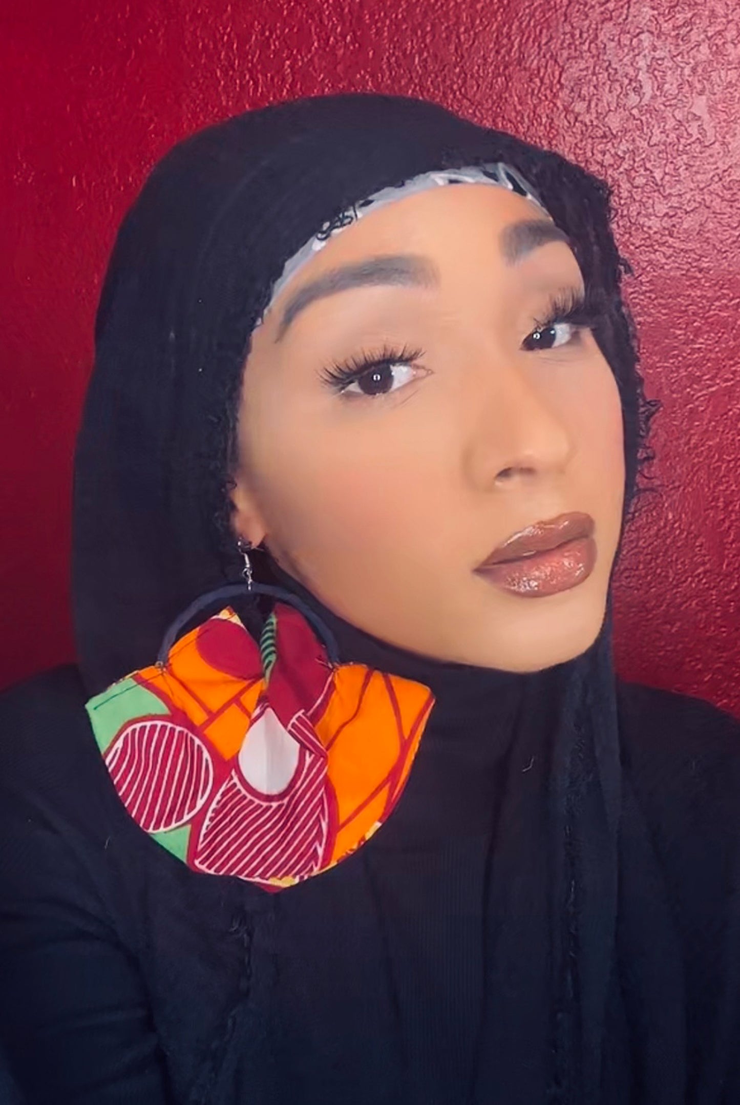 Handmade African Print Fan Earrings