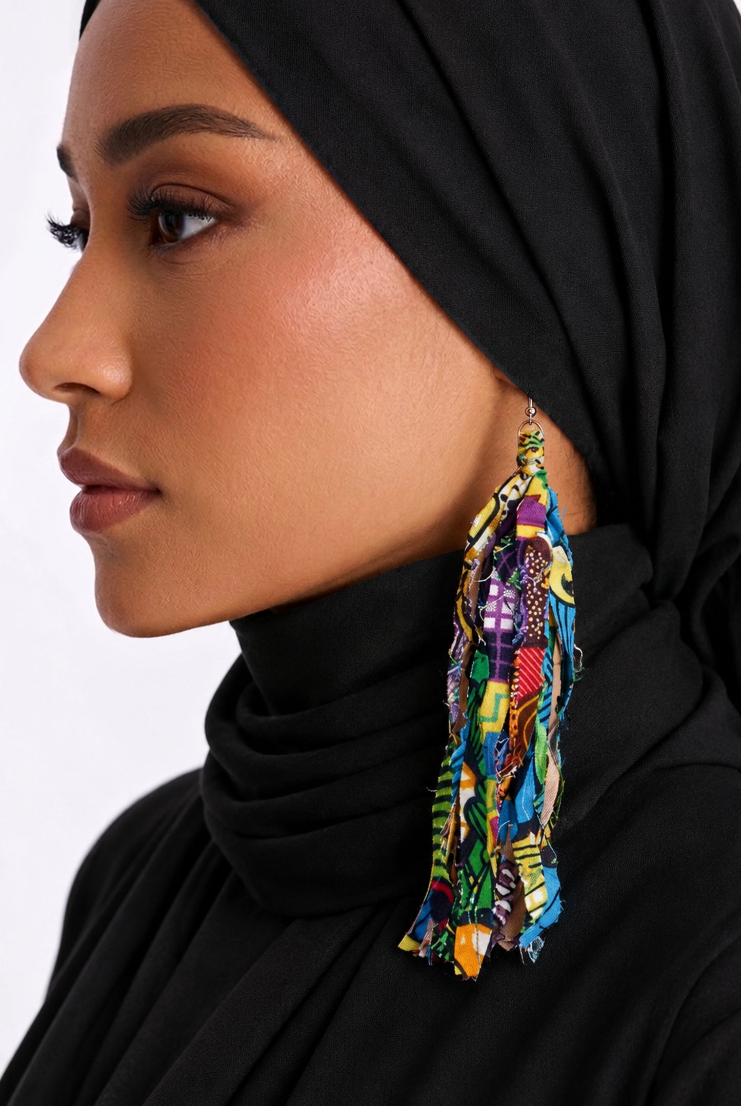 Bohemian Patchwork Tassel Drop Earrings