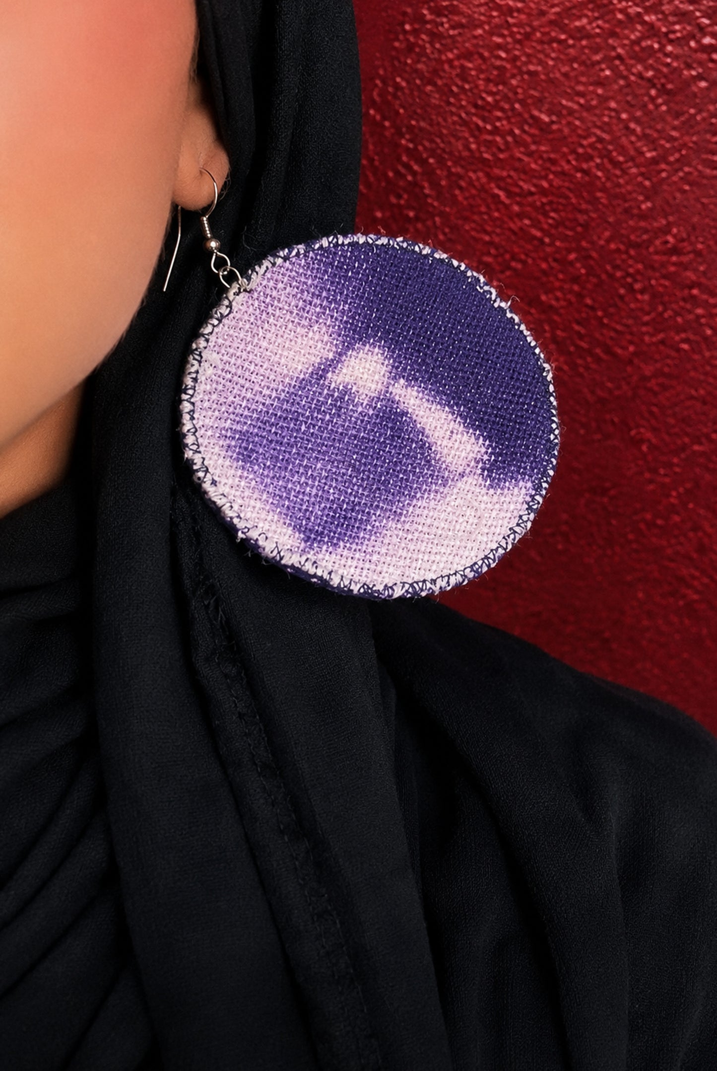 Artisanal Purple Woven Circle Earrings