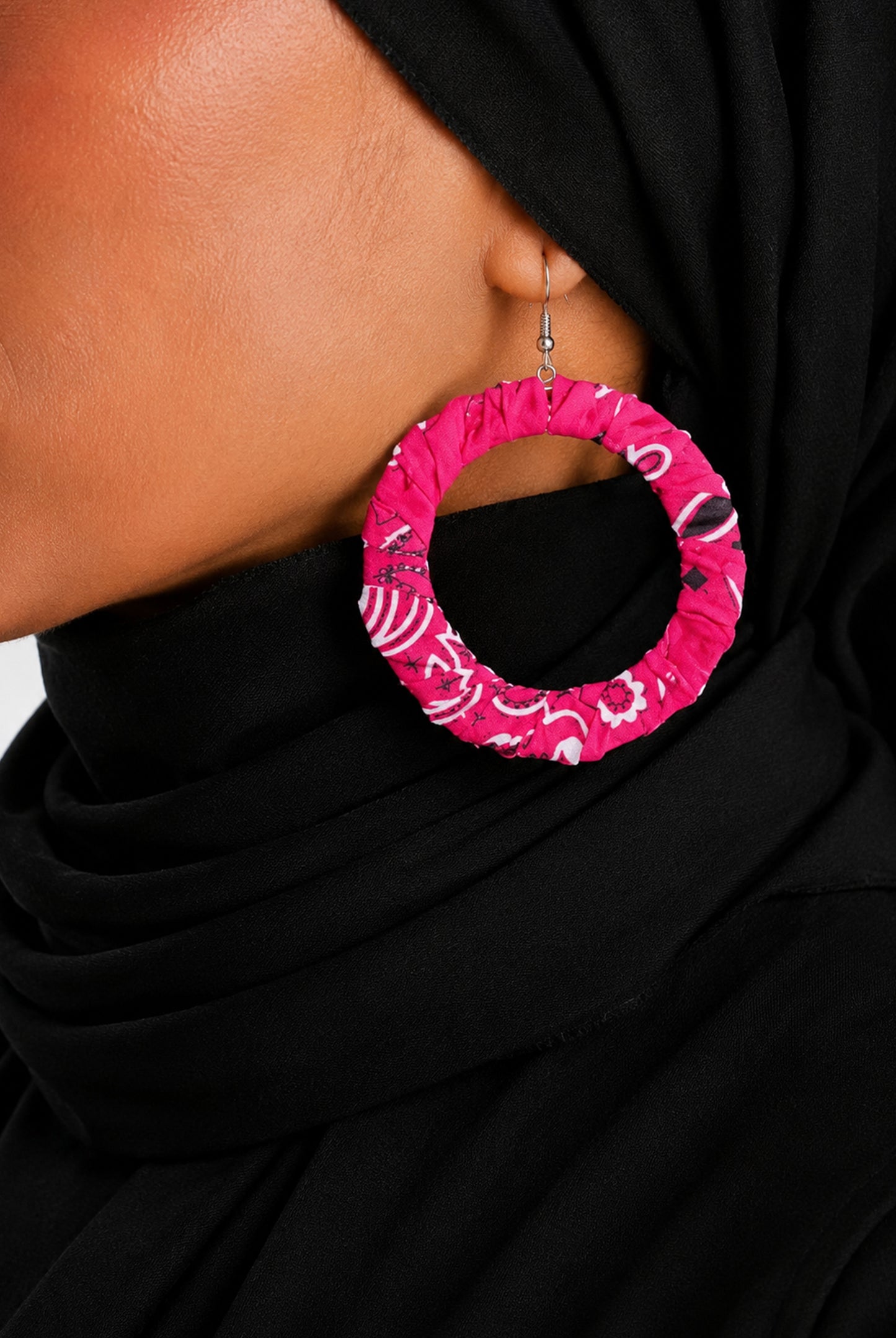 Artisanal Neon Paisley Wrap Hoops
