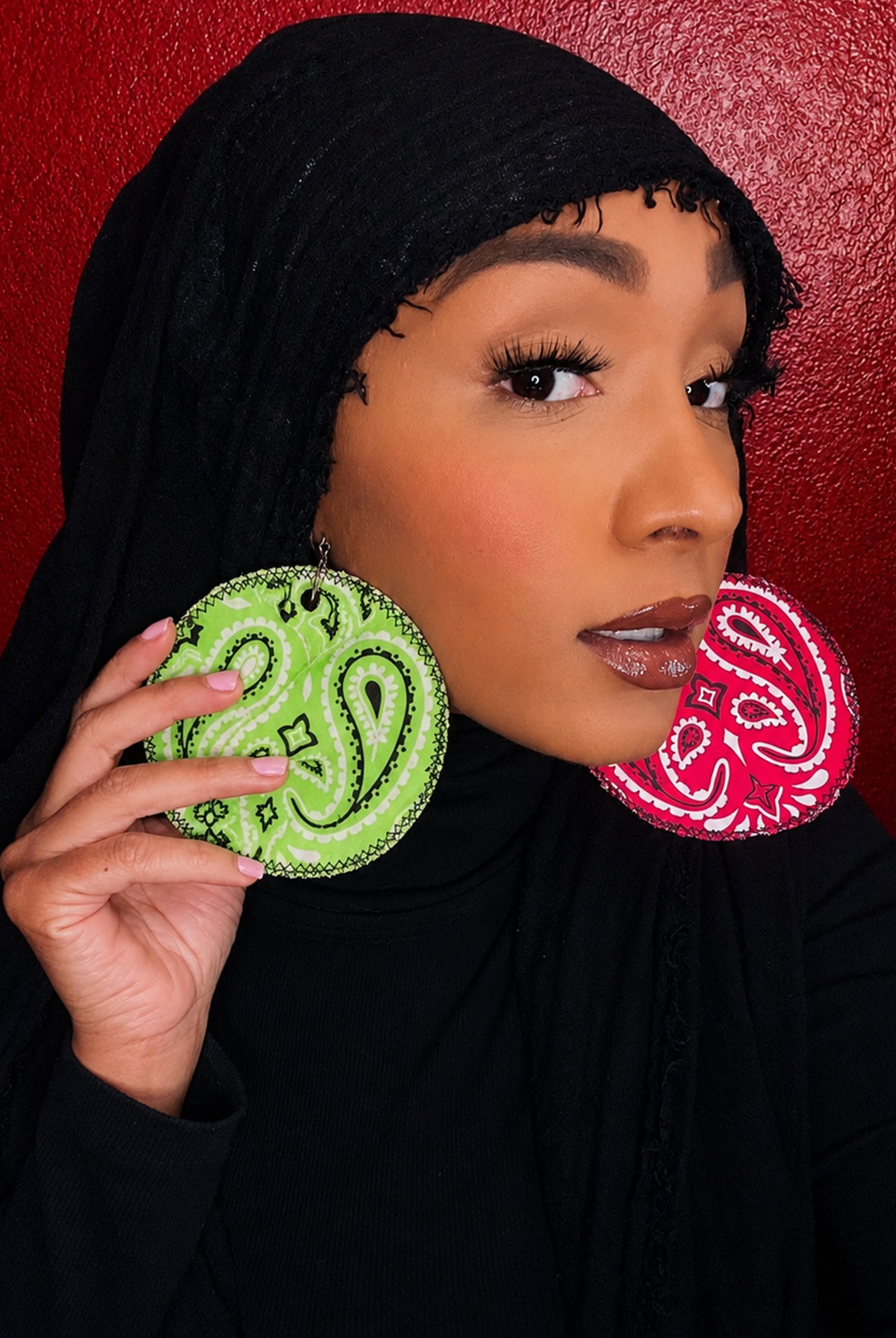 Artisanal Mismatched Paisley Disk Earrings