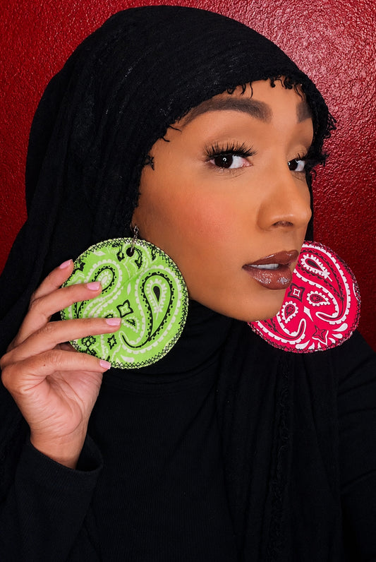 Artisanal Mismatched Paisley Disk Earrings