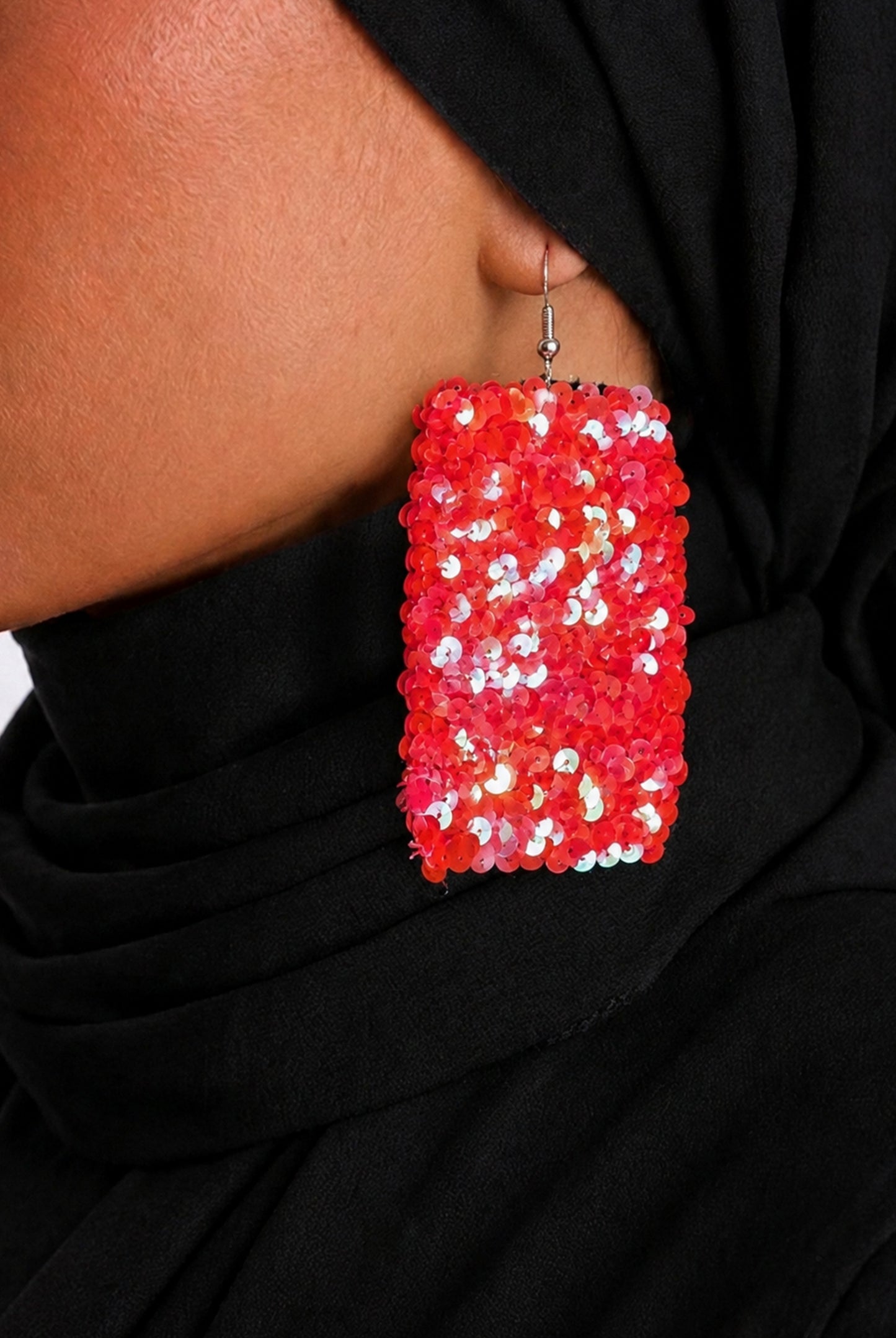 The Crimson Sequin Drop Earrings