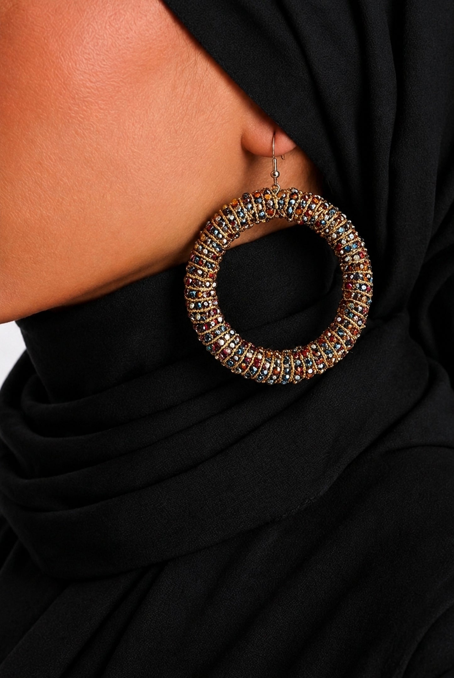 Handcrafted Beaded Statement Hoop Earrings