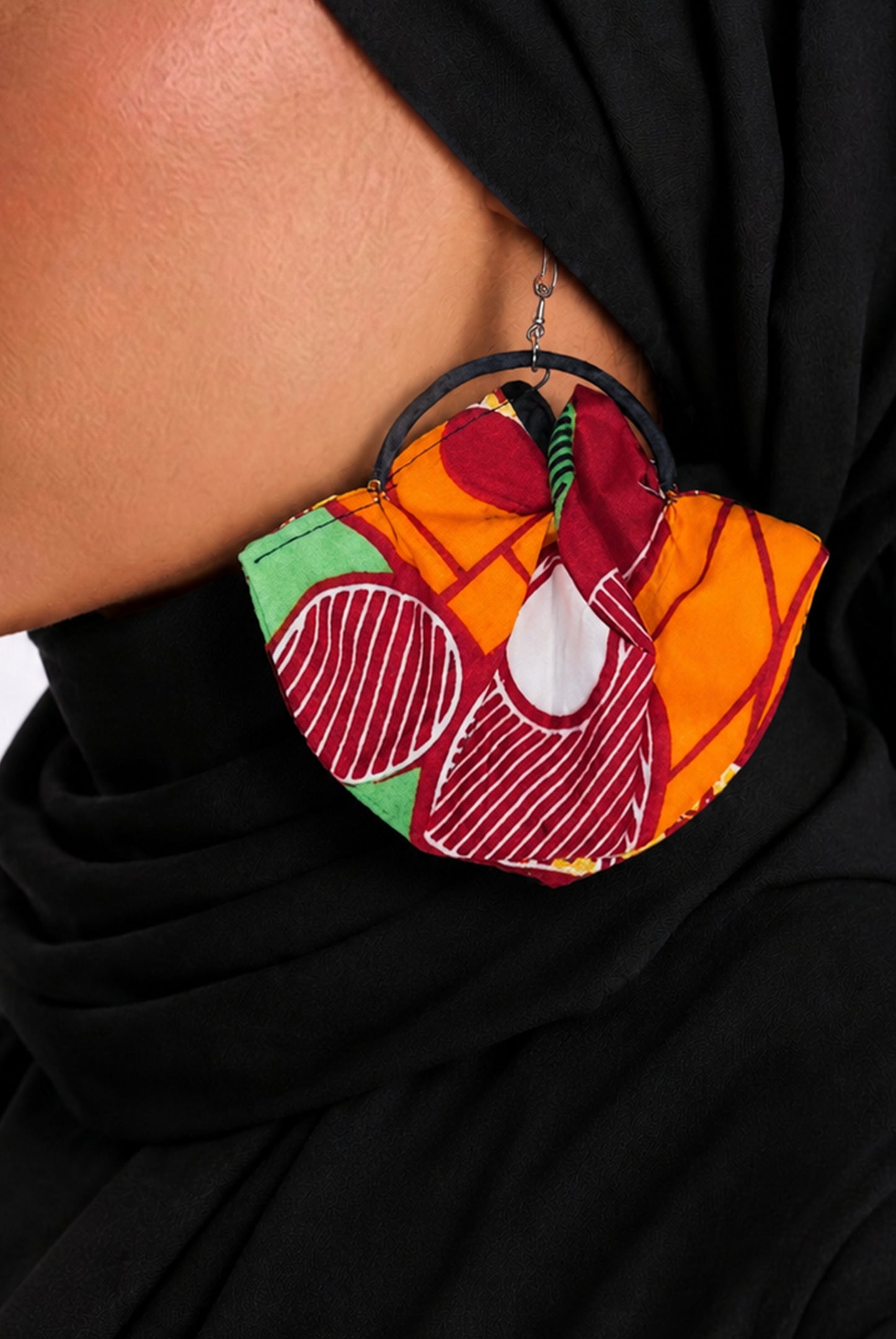 Handmade African Print Fan Earrings