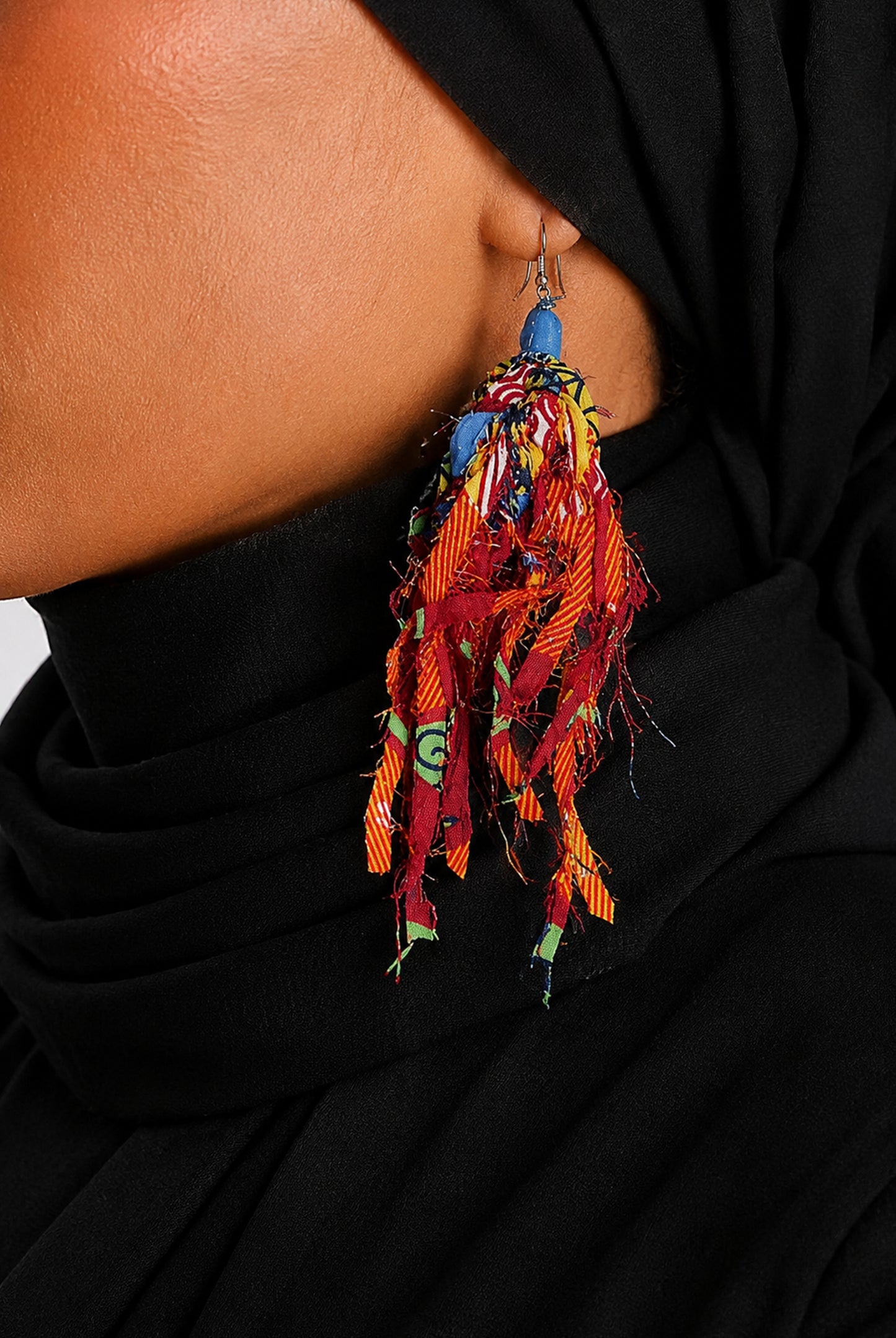 Artisanal Multi-Color Tassel Earrings