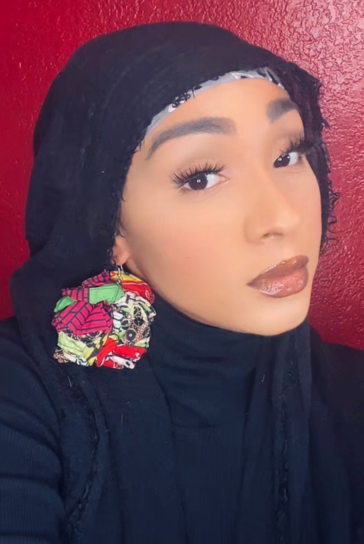 Handmade African Print Fabric Statement Drop Earrings