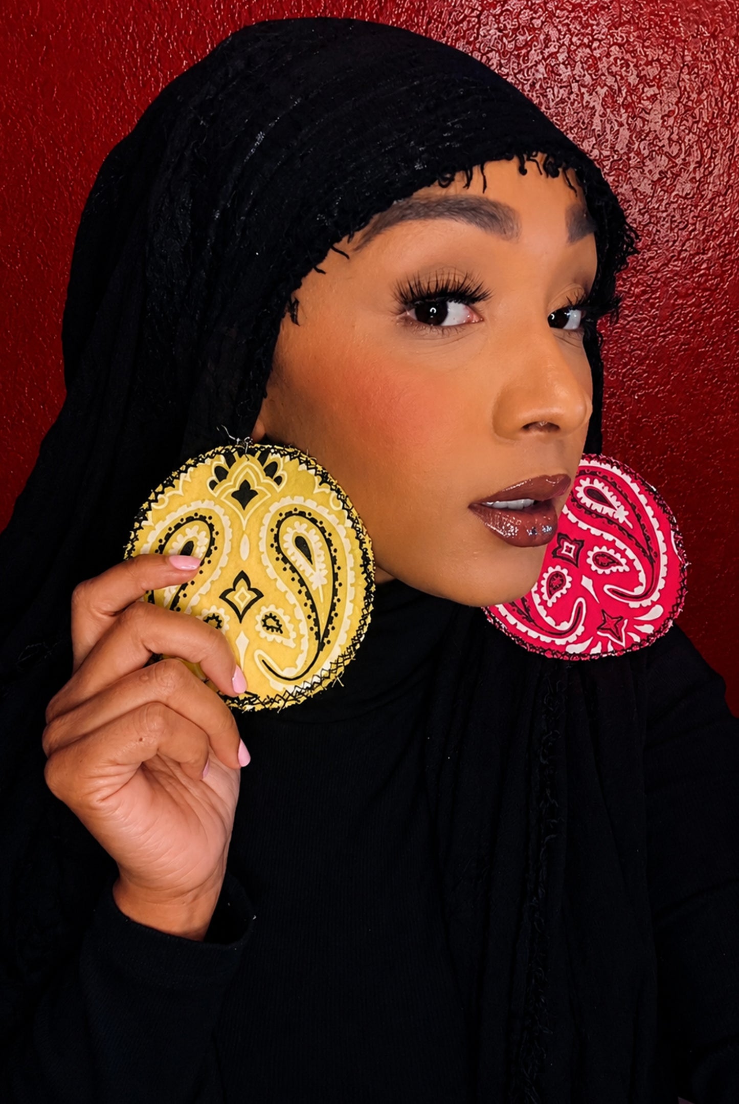 Artisanal Mismatched Paisley Disk Earrings