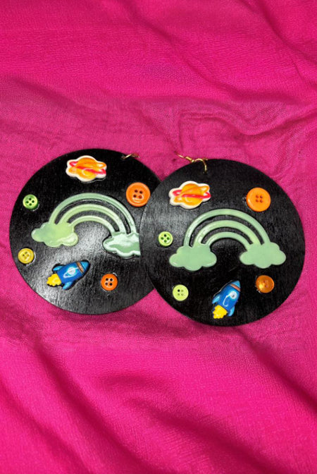 Cosmic Rainbow Rocket Earrings