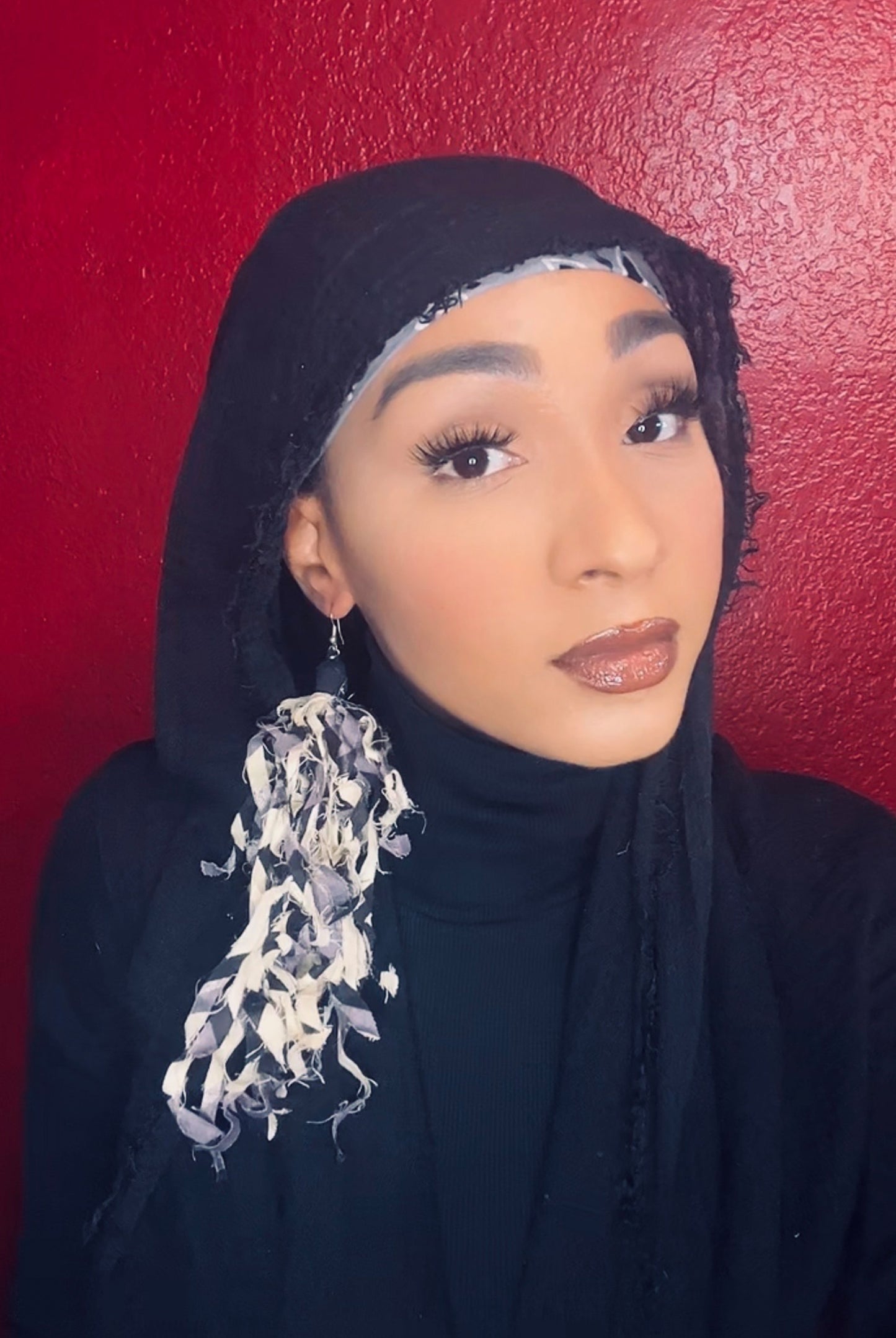 Handmade Fabric Tassel Drop Earrings